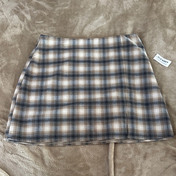 Old Navy Dresses & Skirts - Old Navy Blue and Beige Plaid Mini Skirt